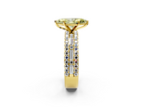 Yellow gold Fancy Yellow Marquise  Solitaire Diamond with Pave and Channel Set Band_2
