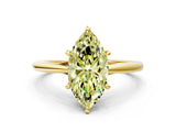 Yellow gold Fancy Yellow Marquise  Solitaire Engagement Ring with Four-Prong Setting and Classic Band