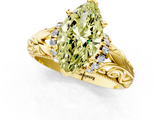 Yellow gold Fancy Yellow Marquise  Solitaire Filigree Engagement Ring with Halo and Prong Setting_1