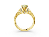 Yellow gold Fancy Yellow Marquise  Solitaire Filigree Engagement Ring with Halo and Prong Setting_3