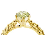 Yellow gold Fancy Yellow Marquise  Solitaire Floral Milgrain Engagement Ring_40