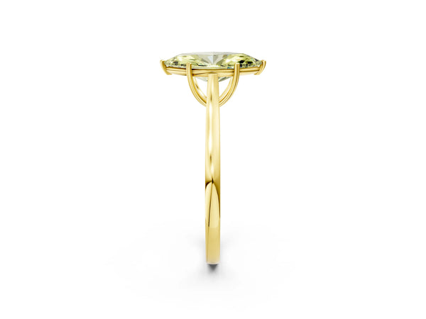 Yellow gold Fancy Yellow Marquise  Solitaire Heart Prong Engagement Ring with Tapered Band