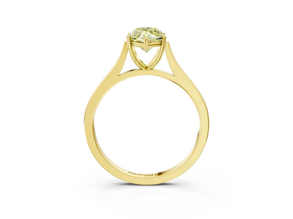 Yellow gold Fancy Yellow Marquise  Solitaire Heart Prong Engagement Ring with Tapered Band