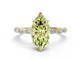 Yellow gold Fancy Yellow Marquise  Solitaire Marquise Side Stone Prong Setting Ring