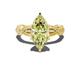 Yellow gold Fancy Yellow Marquise  Solitaire Milgrain Diamond Engagement Ring with Bezel and Marquise Band