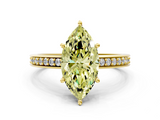 Yellow gold Fancy Yellow Marquise  Solitaire Pavé Band Prong Setting Ring