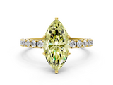 Yellow gold Fancy Yellow Marquise  Solitaire Pavé Band with Four-Prong Setting