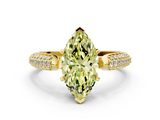 Yellow gold Fancy Yellow Marquise  Solitaire Pavé Diamond Engagement Ring with Four-Prong Setting