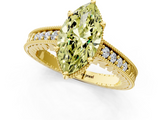 Yellow gold Fancy Yellow Marquise  Solitaire Pavé Diamond Milgrain Engagement Ring with Four-Prong Setting_1