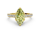 Yellow gold Fancy Yellow Marquise  Solitaire Pave Diamond Engagement Ring with Prong Setting