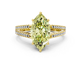 Yellow gold Fancy Yellow Marquise  Solitaire Split Shank Pavé Diamond Engagement Ring