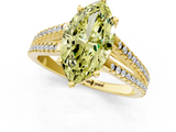 Yellow gold Fancy Yellow Marquise  Solitaire Split Shank Pavé Diamond Engagement Ring_1