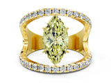 Yellow gold Fancy Yellow Marquise  Solitaire Split Shank Pave Diamond Ring_29