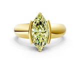 Yellow gold Fancy Yellow Marquise  Solitaire Tension Set Diamond Ring with Wide Band