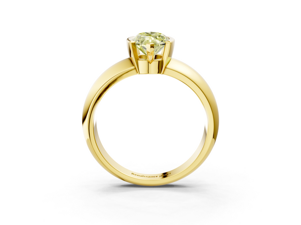 Yellow gold Fancy Yellow Marquise  Solitaire Tension Set Diamond Ring with Wide Band