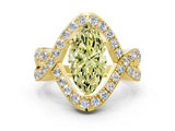 Yellow gold Fancy Yellow Marquise  Solitaire Twist Band Pavé Diamond Engagement Ring_32