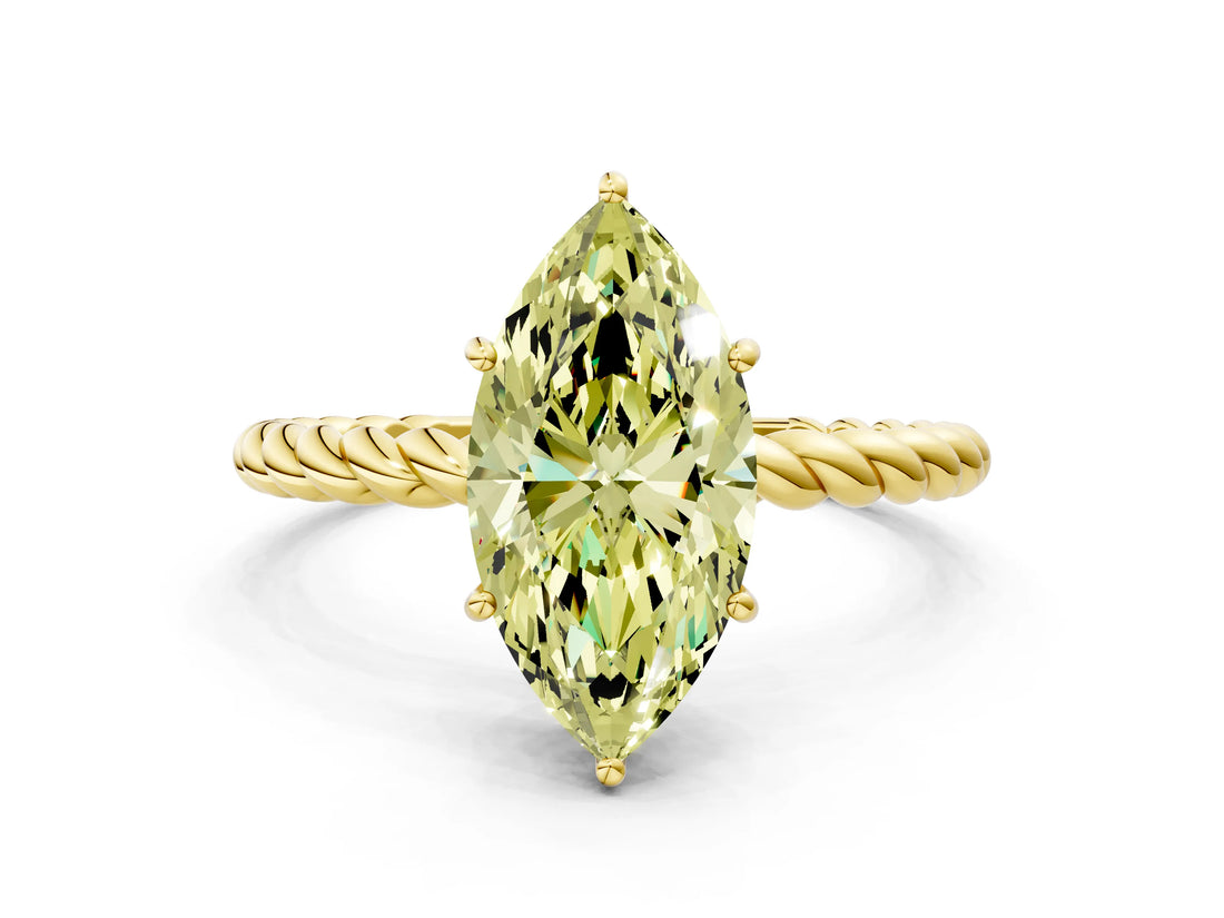 Yellow gold Fancy Yellow Marquise  Solitaire Twist Band Ring with Four-Prong Setting_66