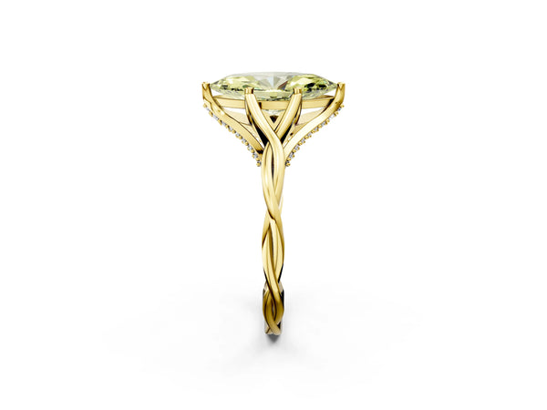 Yellow gold Fancy Yellow Marquise  Solitaire Twist Band Six-Prong Setting