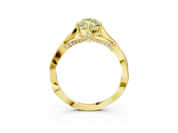 Yellow gold Fancy Yellow Marquise  Solitaire Twist Band Six-Prong Setting
