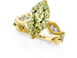 Yellow gold Fancy Yellow Marquise  Solitaire Twist Band with Leaf Prong Setting 1