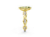 Yellow gold Fancy Yellow Marquise  Solitaire Twist Band with Leaf Prong Setting 2