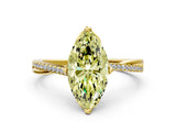 Yellow gold Fancy Yellow Marquise  Solitaire Twist Band with Pavé Diamonds and Four-Prong Setting_45