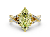Yellow gold Fancy Yellow Marquise  Solitaire Twist Band with Pavé Setting and Four-Prong Setting