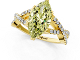 Yellow gold Fancy Yellow Marquise  Solitaire Twist Band with Pavé Setting and Four-Prong Setting_1