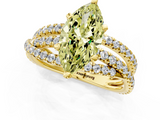 Yellow gold Fancy Yellow Marquise  Solitaire Twist Band with Pavé Setting and Four-Prong Setting_3