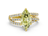 Yellow gold Fancy Yellow Marquise  Solitaire Twist Band with Pavé Setting and Four-Prong Setting