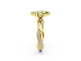 Yellow gold Fancy Yellow Marquise  Solitaire Twist Band with Pave Prong Setting_2