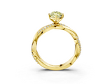 Yellow gold Fancy Yellow Marquise  Solitaire Twist Band with Pave Prong Setting_3