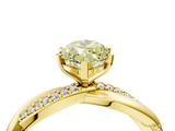 Yellow gold Fancy Yellow Marquise  Solitaire Twist Band with Pave Prong Setting_4