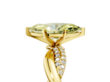 Yellow gold Fancy Yellow Marquise  Solitaire Twist Band with Pave Prong Setting_5