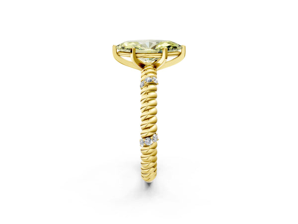 Yellow gold Fancy Yellow Marquise  Solitaire Twisted Band Prong Set Engagement Ring