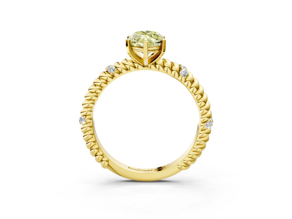 Yellow gold Fancy Yellow Marquise  Solitaire Twisted Band Prong Set Engagement Ring