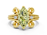 Yellow gold Fancy Yellow Marquise  Solitaire Twisted Band Scroll Prong Ring_3