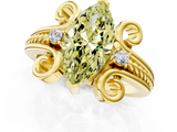 Yellow gold Fancy Yellow Marquise  Solitaire Twisted Band Scroll Prong Ring_4