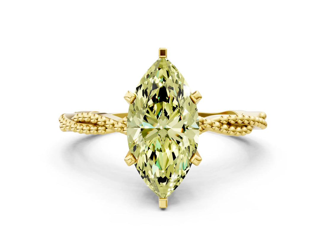 Yellow gold Fancy Yellow Marquise  Solitaire Twisted Band with Bead Prong Setting_29