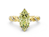 Yellow gold Fancy Yellow Marquise  Solitaire Twisted Band with Pavé Accents and Four-Prong Setting