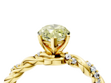 Yellow gold Fancy Yellow Marquise  Solitaire Twisted Band with Pavé Accents and Four-Prong Setting_4
