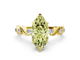 Yellow gold Fancy Yellow Marquise  Solitaire Twisted Band with Prong Setting