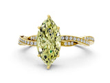 Yellow gold Fancy Yellow Marquise  Solitaire Twisted Pave Diamond Ring with Four-Prong Setting_12