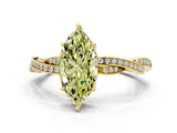 Yellow gold Fancy Yellow Marquise  Solitaire Twisted Pave Diamond Ring with Four-Prong Setting_92