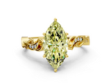 Yellow gold Fancy Yellow Marquise  Solitaire Vine Band with Milgrain Prong Setting_3