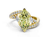 Yellow gold Fancy Yellow Marquise  Solitaire with Pavé Twist Band and Four-Prong Setting