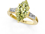 Yellow gold Fancy Yellow Marquise  Solitaire with Tapered Baguette Side Stones on a Classic Band with Four-Prong Setting_1