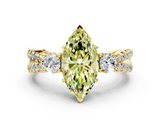 Yellow gold Fancy Yellow Marquise  Three-Stone Diamond Ring with Pavé Split Shank and Four-Prong Setting_17