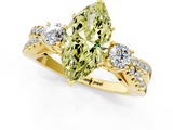 Yellow gold Fancy Yellow Marquise  Three-Stone Diamond Ring with Pavé Split Shank and Four-Prong Setting_18
