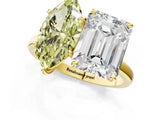 Yellow gold Fancy Yellow Marquise  and Emerald Cut Toi Moi Ring with Prong Setting_35